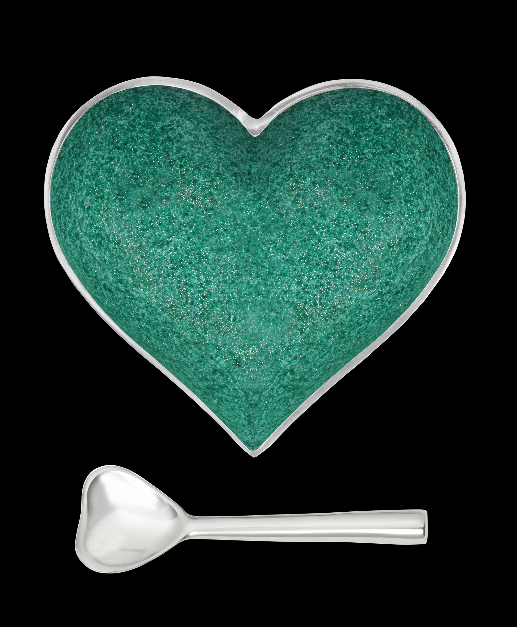 Happy Sparkly Green Heart with Heart Spoon